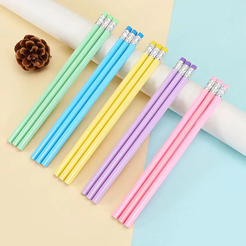 15Pcs Green harmless Triangle rod HB pencil Wood Pencil Professional sketch graphite pencil for school supplies kids