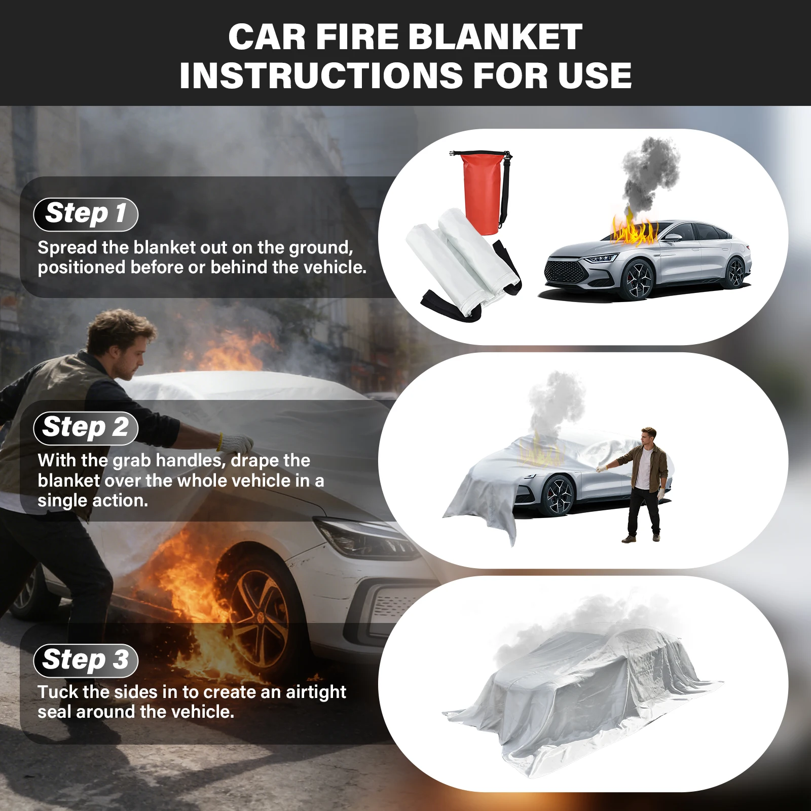 Large Fireproof Fibreglass Blanket for Vehicle Safety