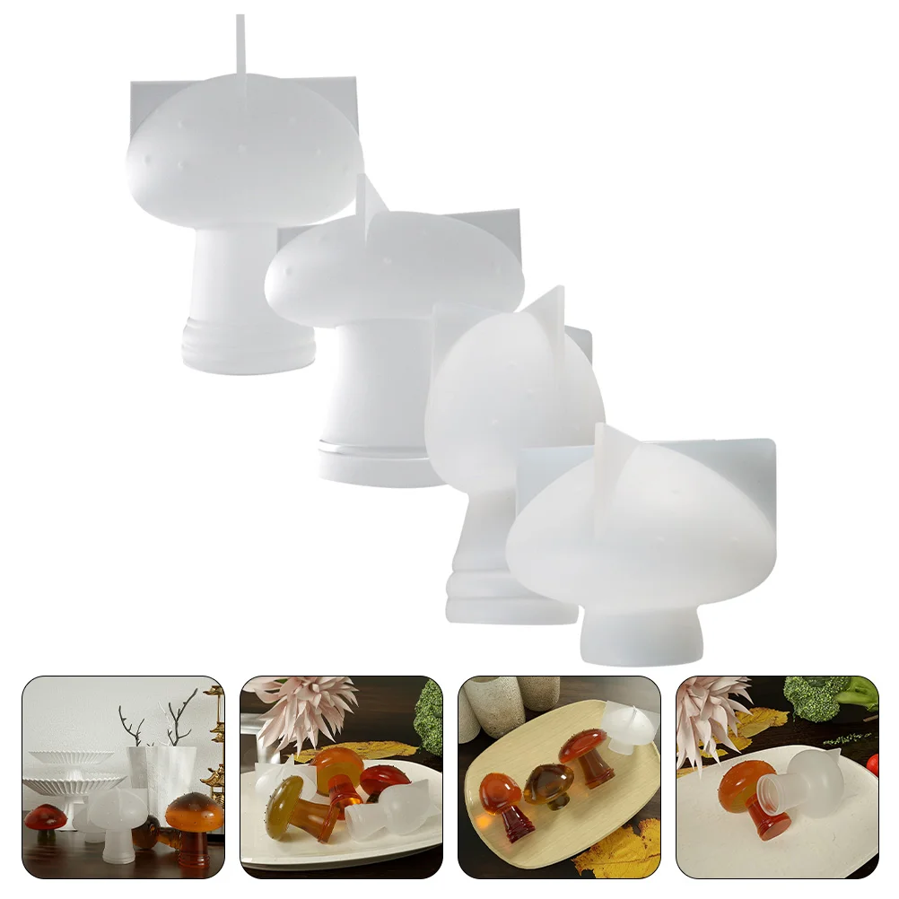 

4 Pcs Mushroom Mold DIY Epoxy Silicone Casting Mushrooms for Decor Reusable Shape Tool
