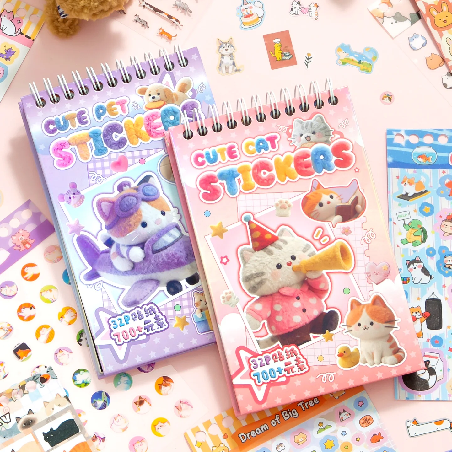 

32 sheets - cute and adorable pet collection die-cut sticker book, sticker book, planner material decoration, DIY handcraft art