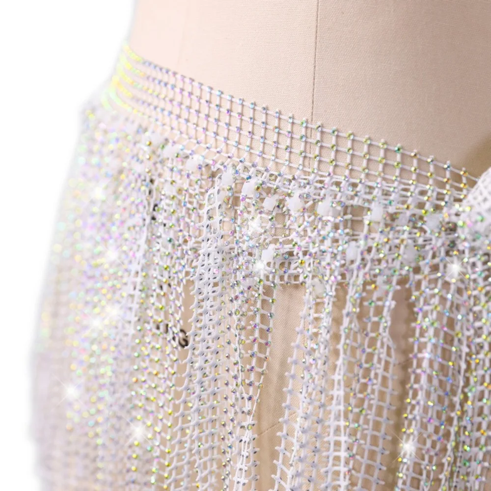 

Новая блестящая многослойная поясная цепочка для танца живота с бриллиантами, ручной работы, с треугольными кисточками, для танца живота