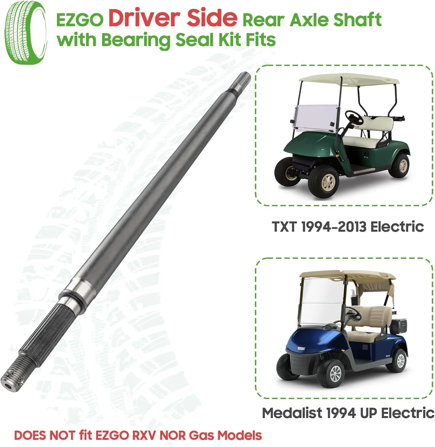 Rear Axle Driver Side Replacement, Oem # 20377g11, Suitable for Ezgo Txt Golf Cart Electric 1994-up