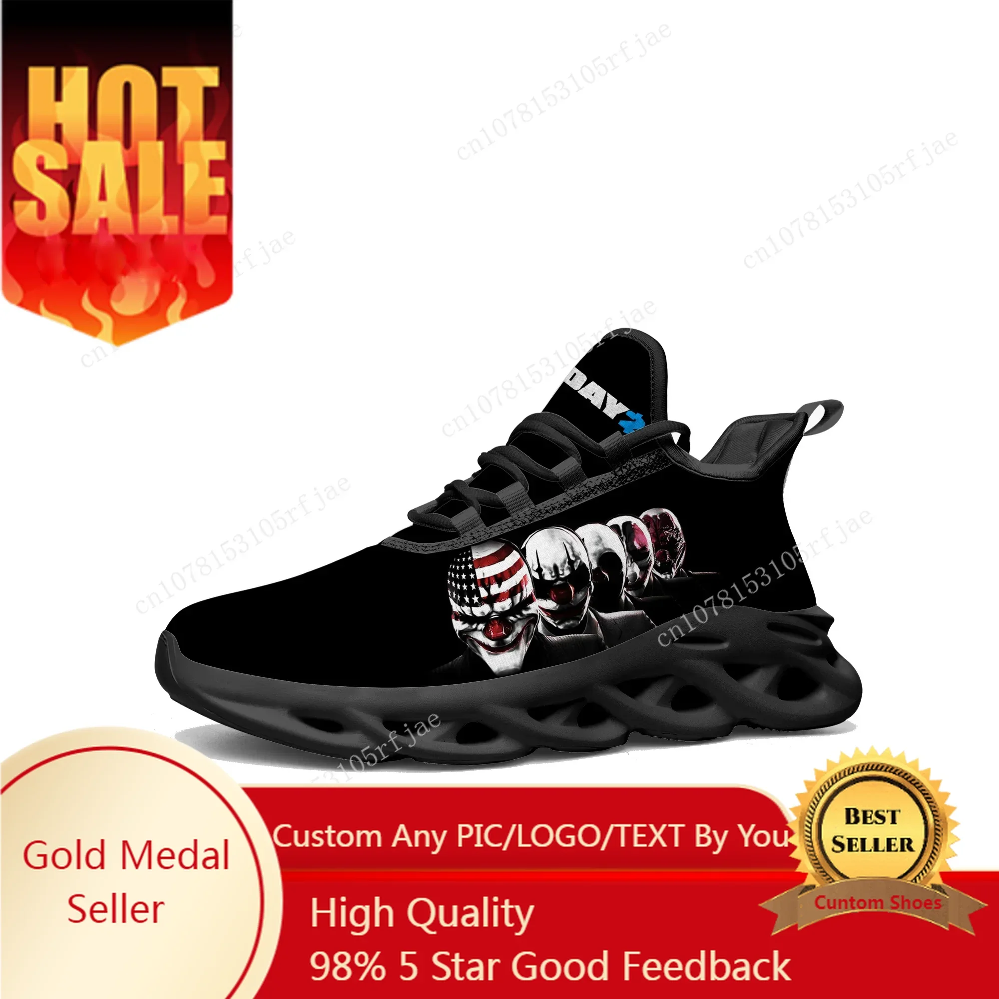 

PAYDAY 2 Custom Flats Sneakers Hot Cartoon Game Mens Womens Teenager Sports Running Shoes Tailor Made Lace Up Shoes