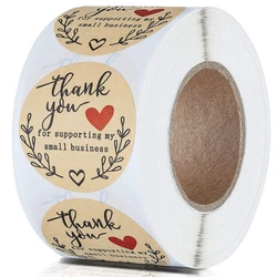 100-500Pcs Kraft Paper Thank You Stickers for Small Business Supplies Packing, Envelopes Seals, Gift Wraps and Crafts