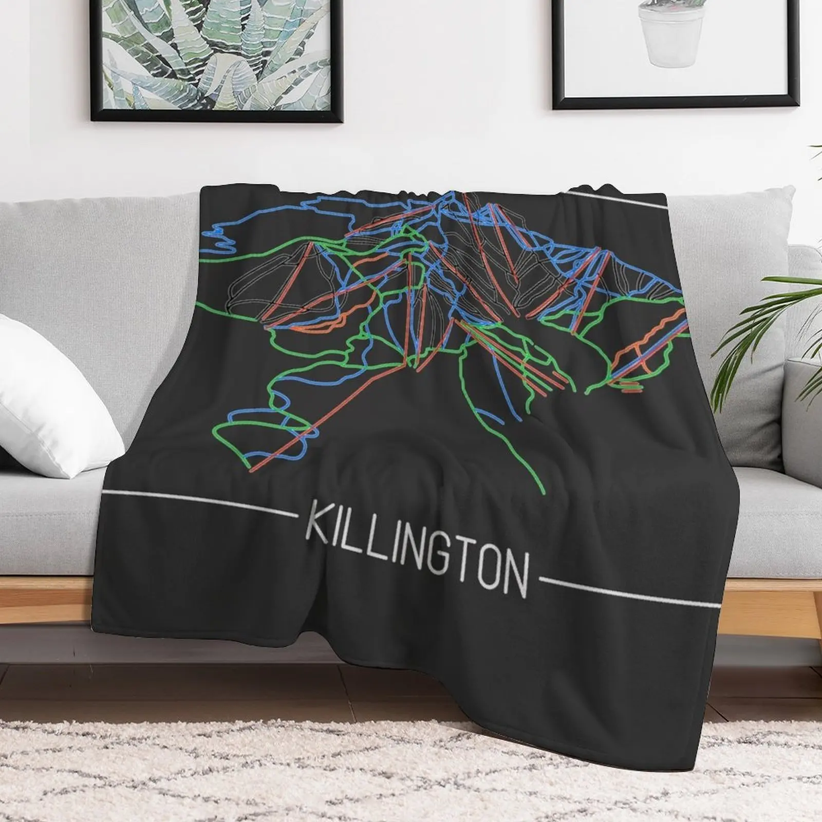 Killington Trail Rating Map Throw Blanket bed plaid Bed Fashionable Sleeping Bag Camping Blankets