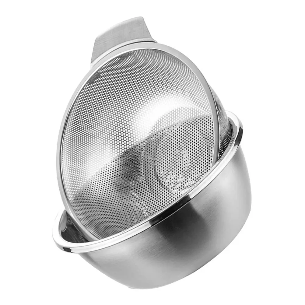 

1 set Drain Basket Two-Piece Set Double Layer Stainless Steel Fruit Cleaning Basket Kitchen Sink Organizer Drying Rack For