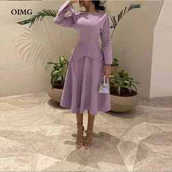 OIMG 2023 Elegant Dubai Arab Luxury Dress A Line Short Button Wedding Dress Formal Occasion Evening Dresses فساتين السهر