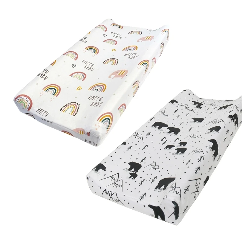 N80C Newborns Changing Pad Cover Case Cartoon Print Baby Diaper Changing Mat Sheets Protective Sleeve Fit 32" x16" Pads