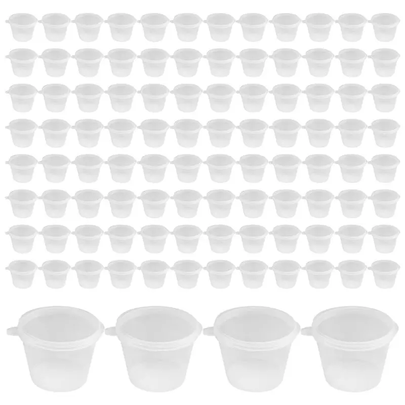 ABJO-100 X 1Oz Round Food Container Pots With Lids,Hinged Sauce Pots Reusable Jelly Shot Cups Small Deli Pot Restaurants - view 2