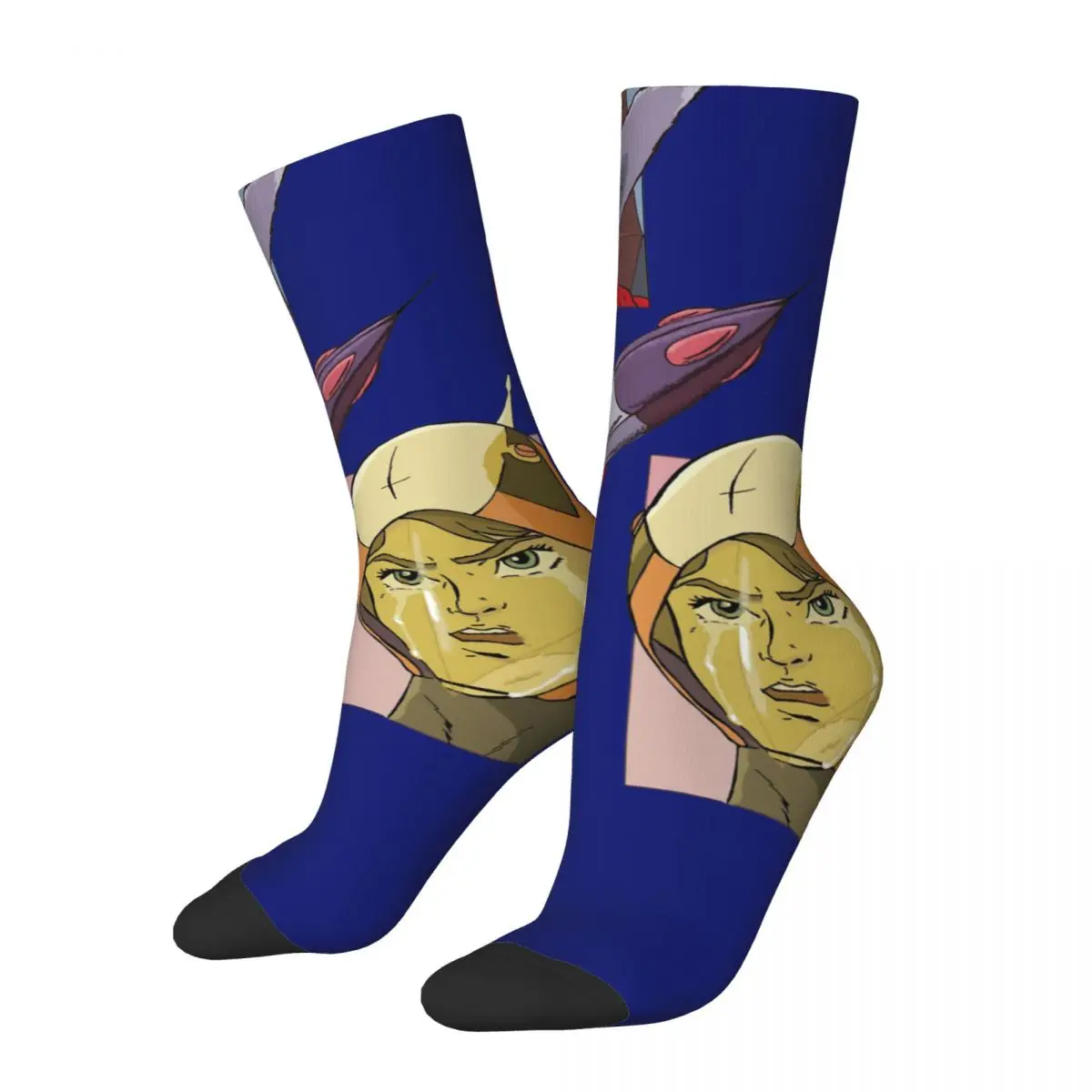 Hip Hop Retro Vehicle Fly Crazy Men's Socks Unisex Gatchaman Anime Street Style Pattern Printed Funny Novelty Happy Crew Sock