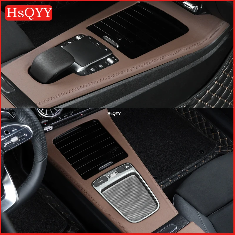 

Для Mercedes Benz A CLA Class W177 C118 AMG Автомобильная центральная консоль, кожаная панель, накладка, рамка, аксессуары для интерьера