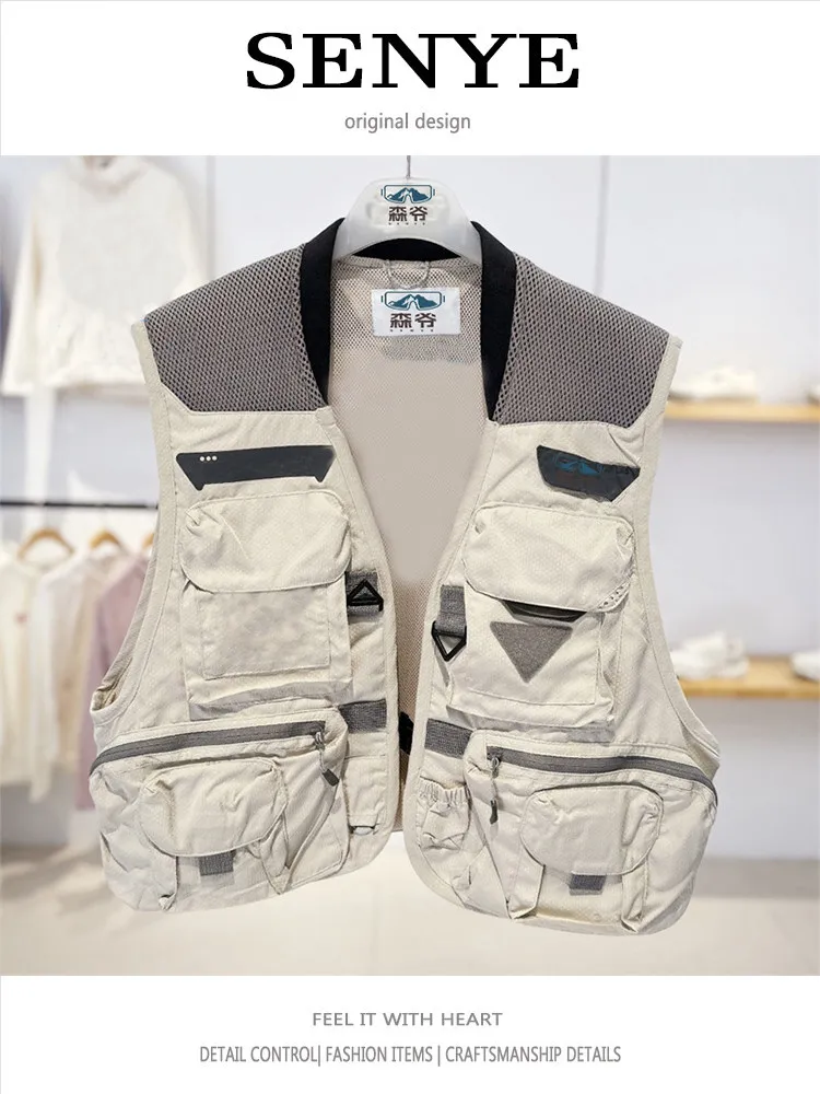 

Outdoor Tactical Camping Pocket Fishing Vest Multifunctional Pocket Fly Fishing Jacket Casual Fashionable Unisex Fishing Gear