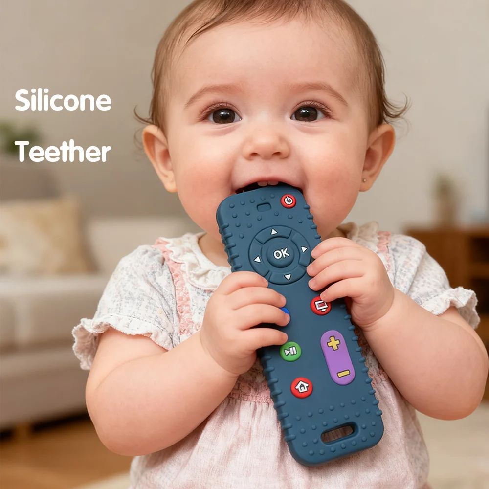 

Simulated Remote Control Teether Baby Pacifier Anti-Thumb-Sucking Soothing Toy for Chewing and Stress Relief