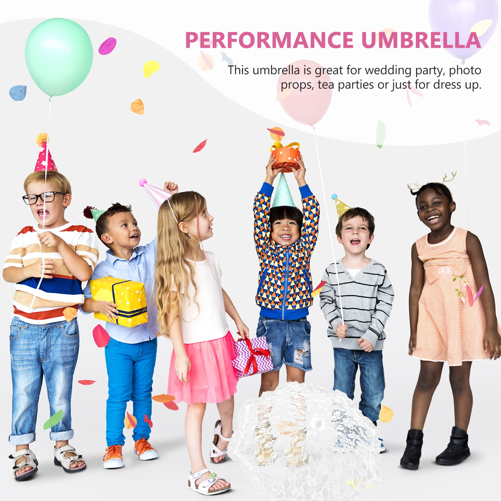 

Children's Dance Decoration Umbrella Vintage White Lace Bridal Wedding Photo Props Performance Artwork Stainless Steel