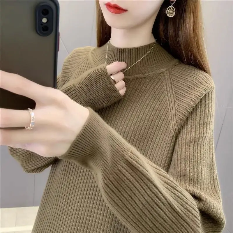 

Autumn and winter half turtleneck women's sweater women's winter 2025 new hot style fashionable thickened bottoming shirt tops