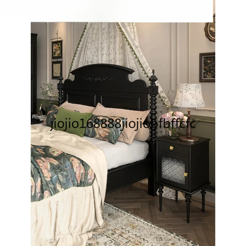 Suitable For  French retro small side cabinet black small apartment living room sofa side narrow cabinet mini bedside table