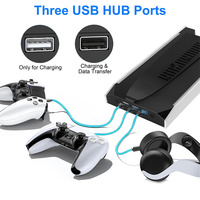 For PS5 Slim/PS5 Pro Vertical Cooling Stand Base RGB VR Headset Controller Charger Dock Station W/ 3-Speed Cooling Fan For PS5