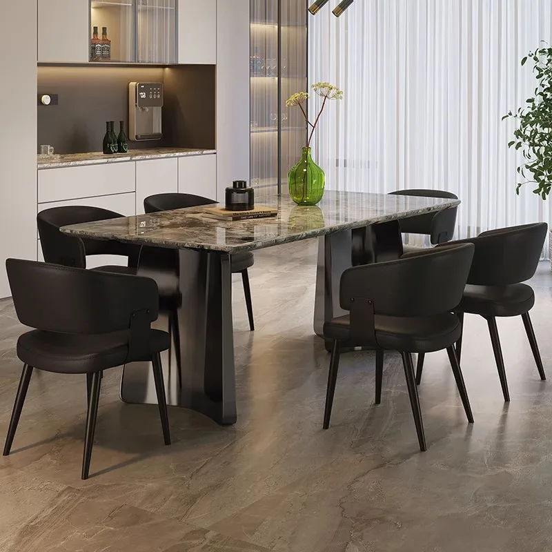 

Light luxury, high-end, marble, dining table, modern, simple, rectangular, household