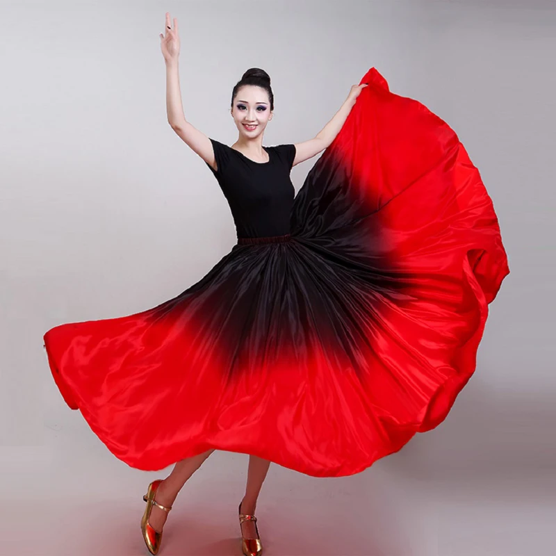 

Lady Big Flowy Swing Skirts Female Party Nightclub Festival Xmas Christmas Skirts Women Long Satin Silky Gradient Color Skirts
