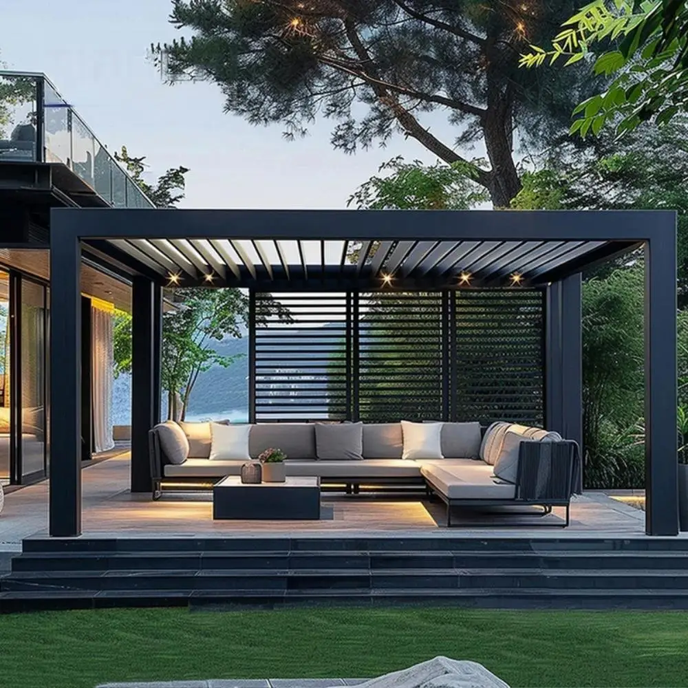 

10x10 Aluminum Pergola Bioclimatic Waterproof Manual Louver Roof Outdoor Gazebo for Backyard Villa Patio Garden Sunshade