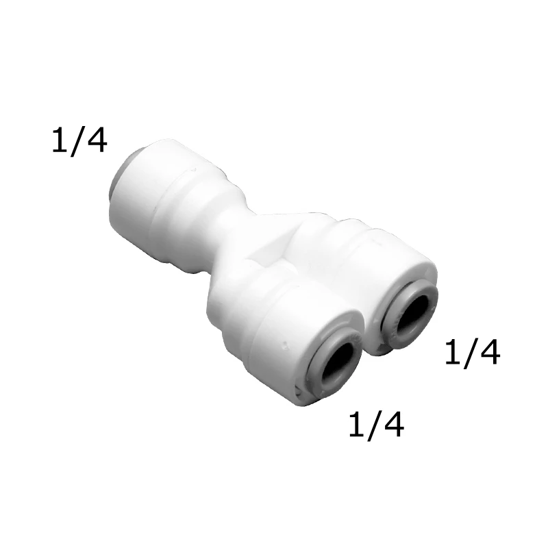 iTiGER RO Water Fitting Y Tee Type 3 Ways Quick Connection 1/4 3/8 Hose PE Pipe Connector Water Filter Reverse Osmosis Parts