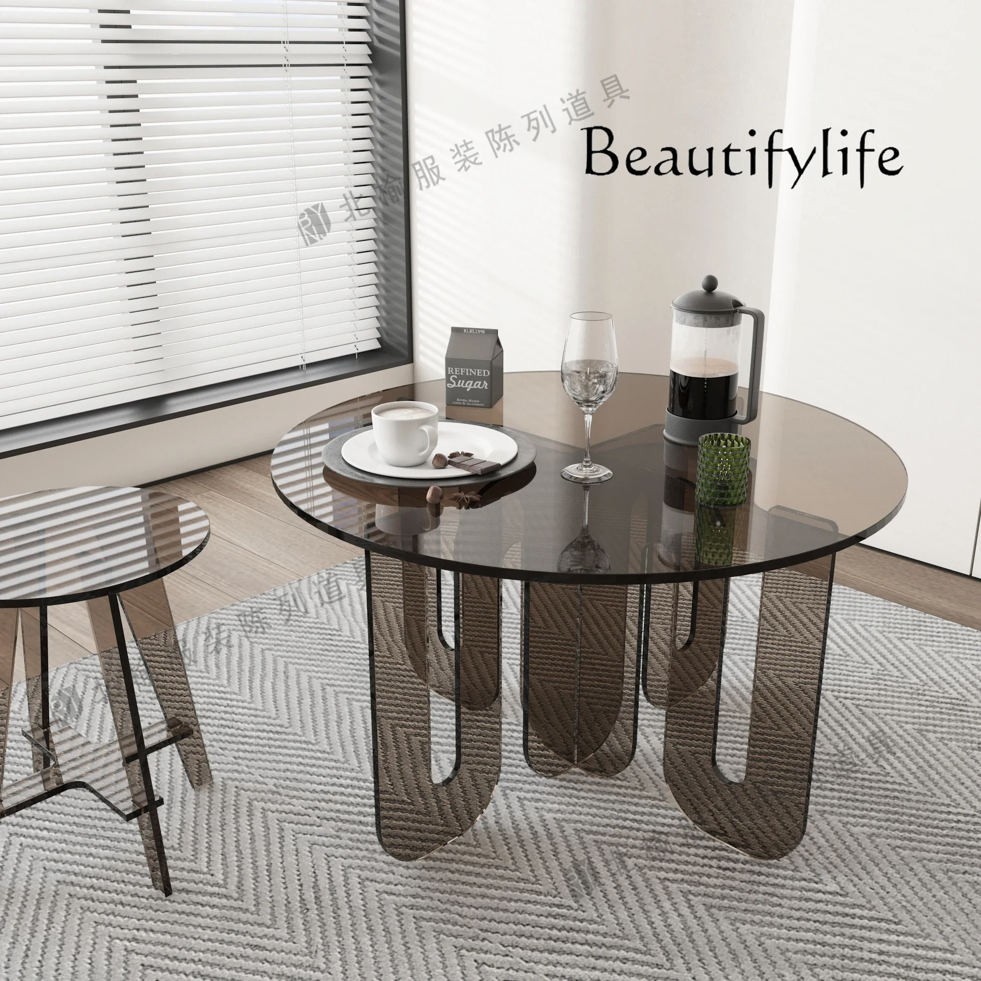 Acrylic Tea Table Creative Personality Advanced Light Luxury Design Transparent Glass Minimalist Modern Tea Table