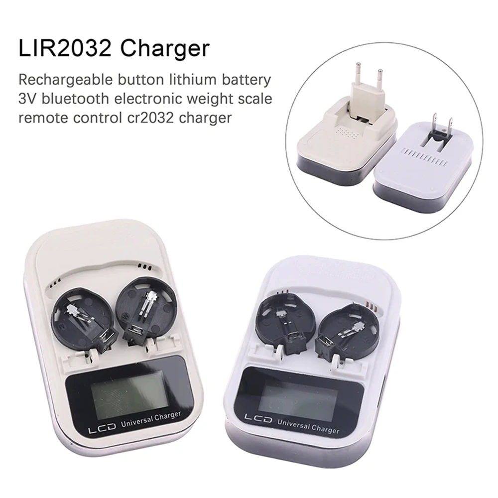 LCD Button Battery Charger for LIR2016/2025/2032/ML2016/2025/ML2032 Coin Cell Battery Charging USB Multifunctional Charger