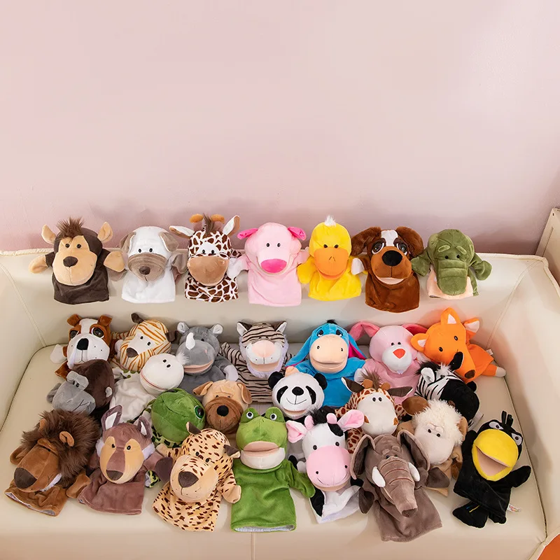 Mão fantoches de dedo dos desenhos animados brinquedo de pelúcia festa fornecimento família reunião brinquedo favorito leão ovelha pato girafa crianças presentes