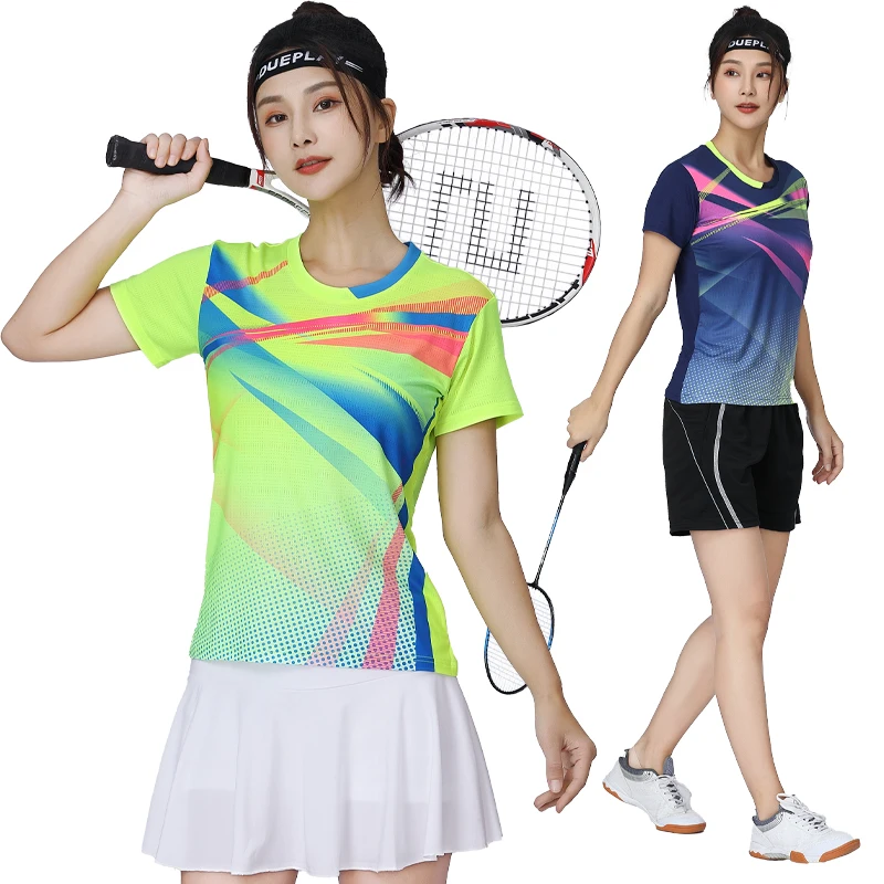 Camisetas de badminton feminino secagem rápida tênis de mesa jerseys malha respirável treinamento esportes t poliéster tênis manga curta