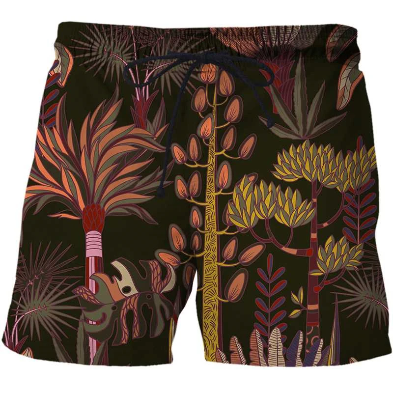 Forest Series Mens 3D Print Flower Beach Shorts Men's Shorts Funny Fashion Casual Personality Cool Beach Shorts Swimming Trunks