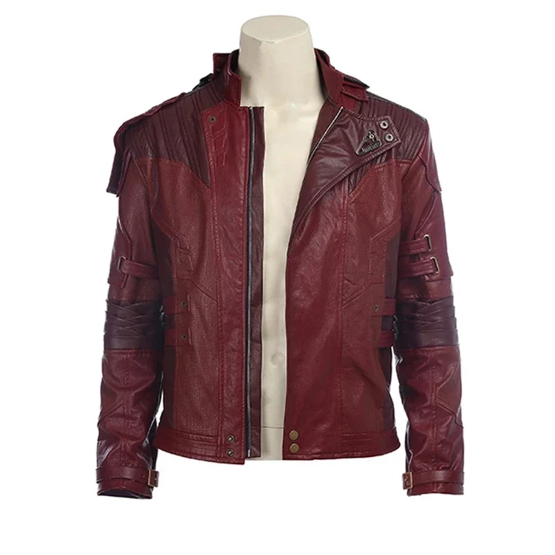 Rojo Halloween Cosplay superhéroe estrella Jason Lord chaqueta elegante disfraz de Peter Quill abrigo corto de cuero PU