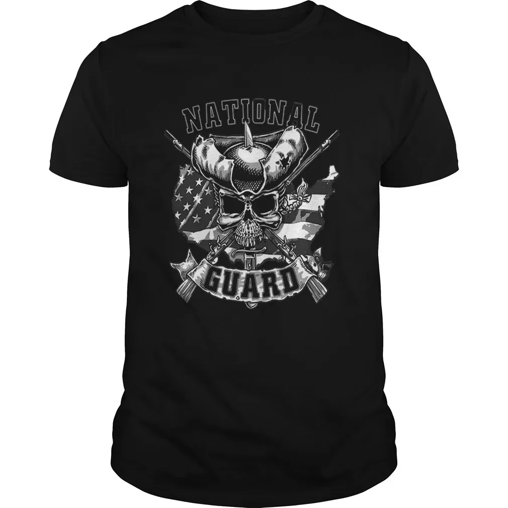 US National Guard Skull Veterans T-Shirt 100% Cotton O-Neck Short Sleeve Summer Casual Mens T-shirt Streetwear