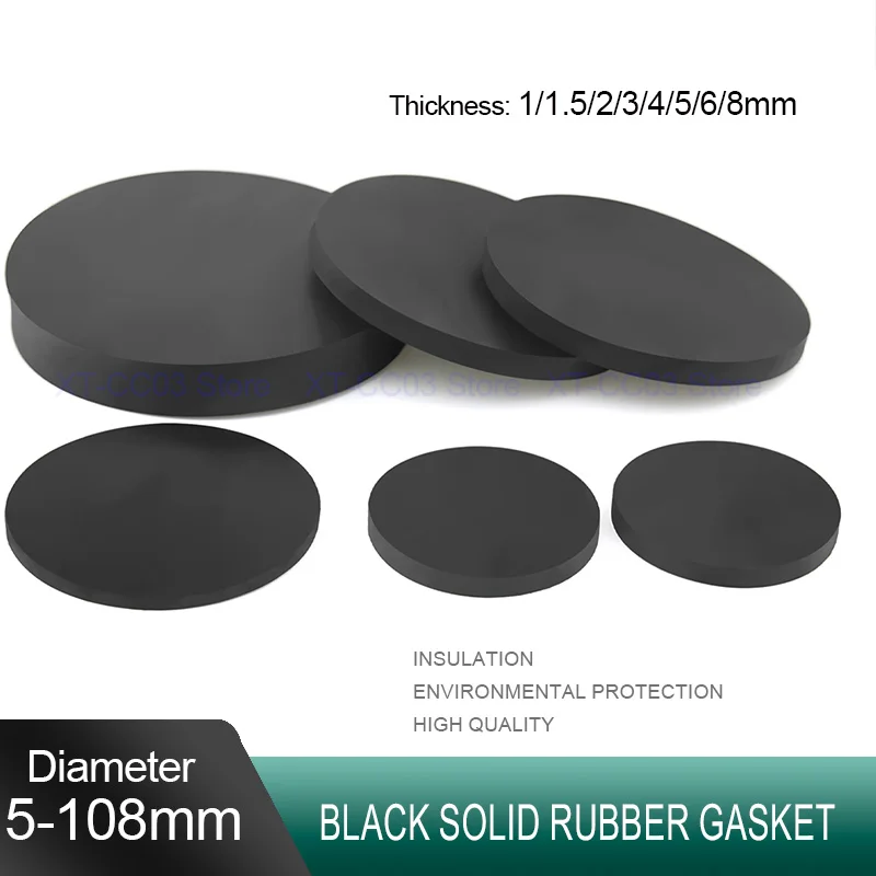 10Pcs Thickness 1-8mm Rubber Solid Washer Dia 5-108mm Shockproof Wear Resistant Sealing Gasket Pressure Resistant Round Flat Pad