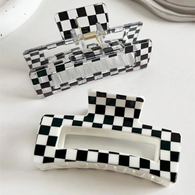 Black and White Plaid High-End Simple Bun Hair Tie