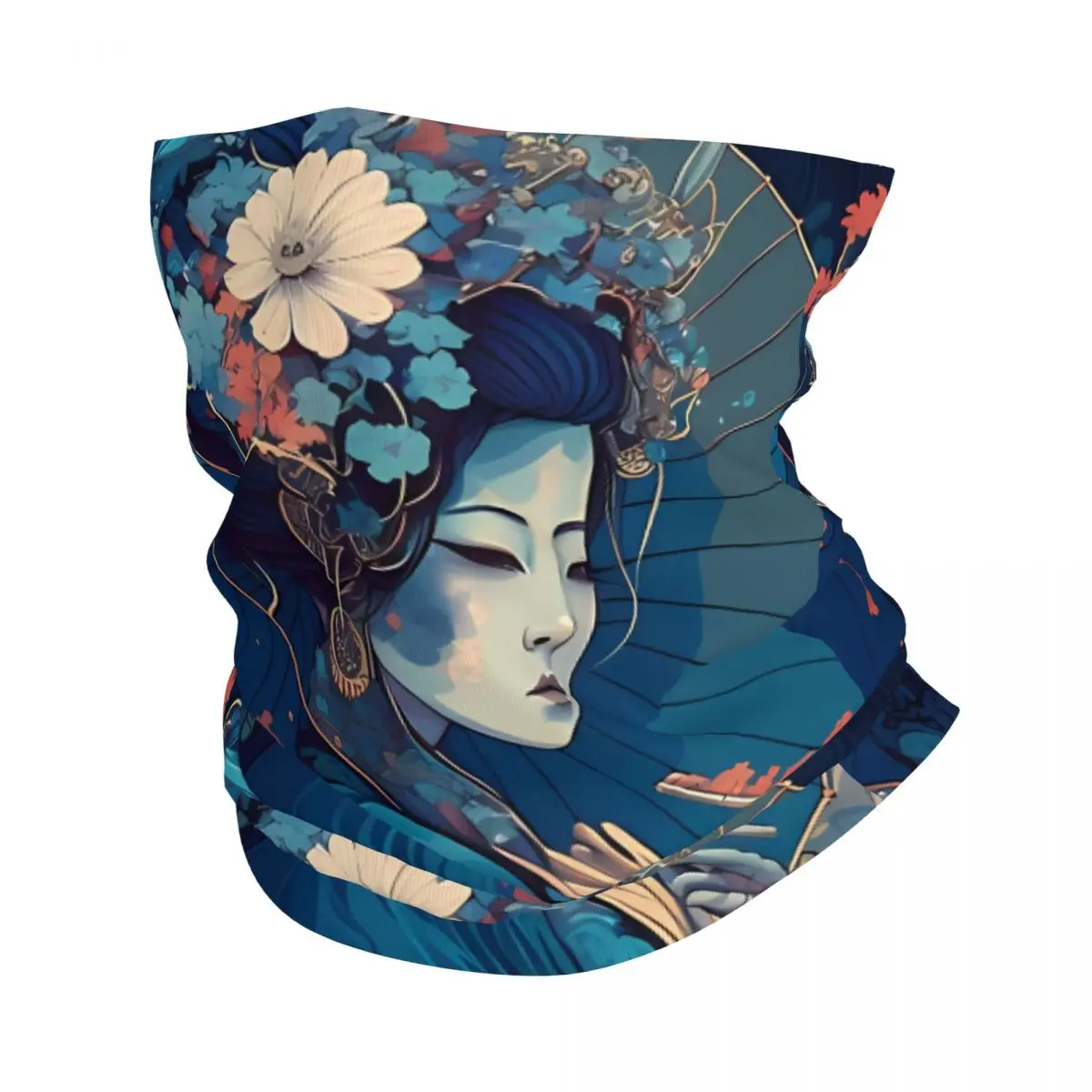 Japanese Geisha Scarf Neckerchief Neck Face Mask Polyester