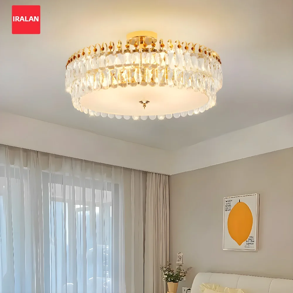 K9 Crystal LED Ceiling Lights Luster Ceiling Lamp Luxury Hanging Chandelier AC85-260V Three-color Light Lighting Ecoration Lamp