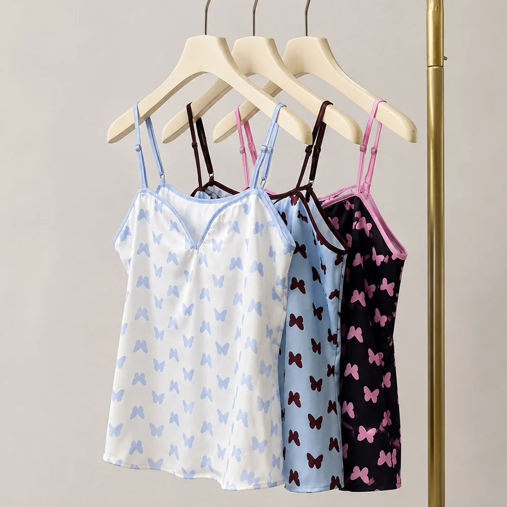 2026 Suspender Pajamas Women's Summer Light Luxury High-end Sense Loose Camisole Top Thin Home Clothes Two-piece Set