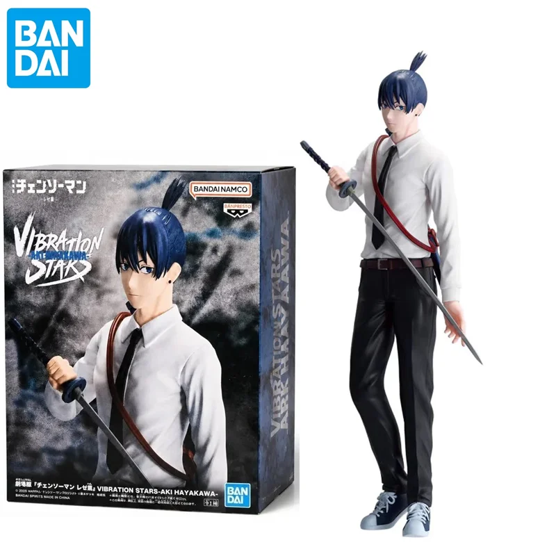 En stock: Figuras de acción originales Bandai Banpresto de Chainsaw Man Aki Hayakawa, modelo de juguete, adorno de escritorio, regalos.