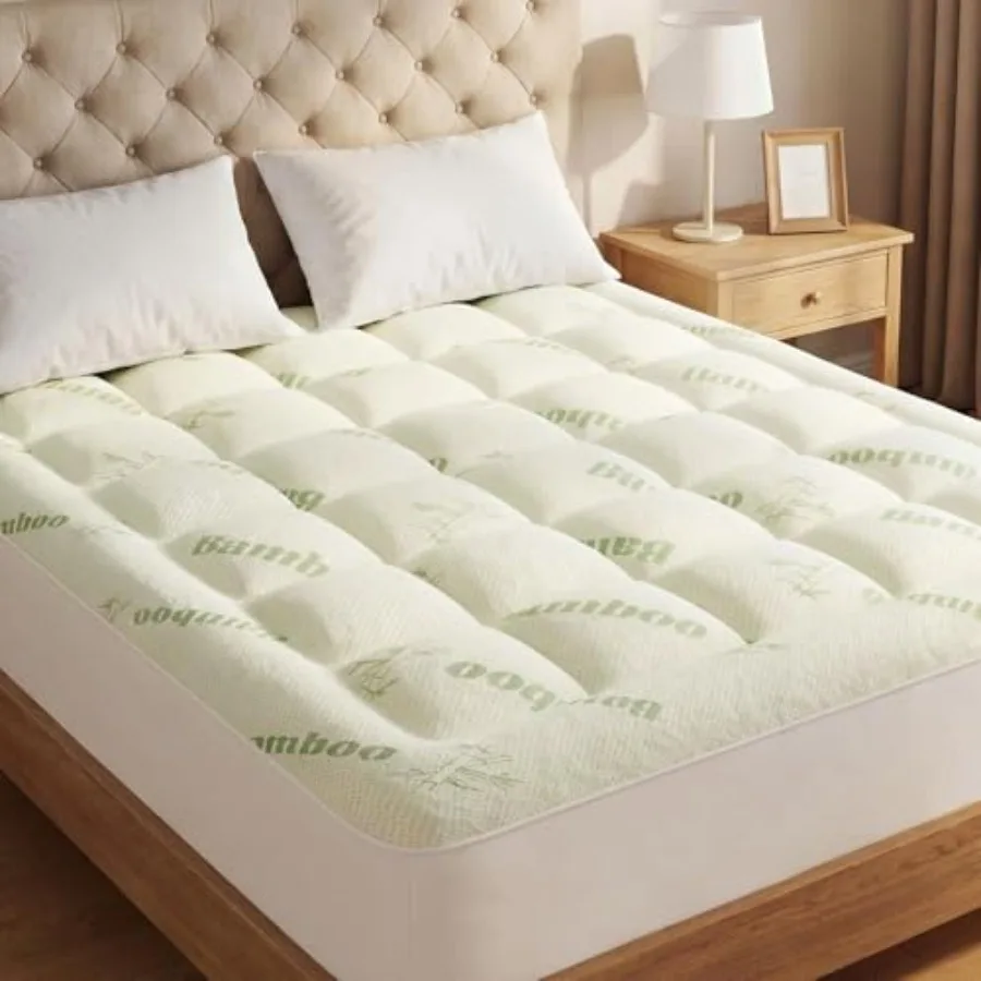 

Mattress Topper, Bamboo Viscose Ultra Soft Mattress Protector with Stretchable Pockets, Cooling Pillow Top Mattress Pad Breatha