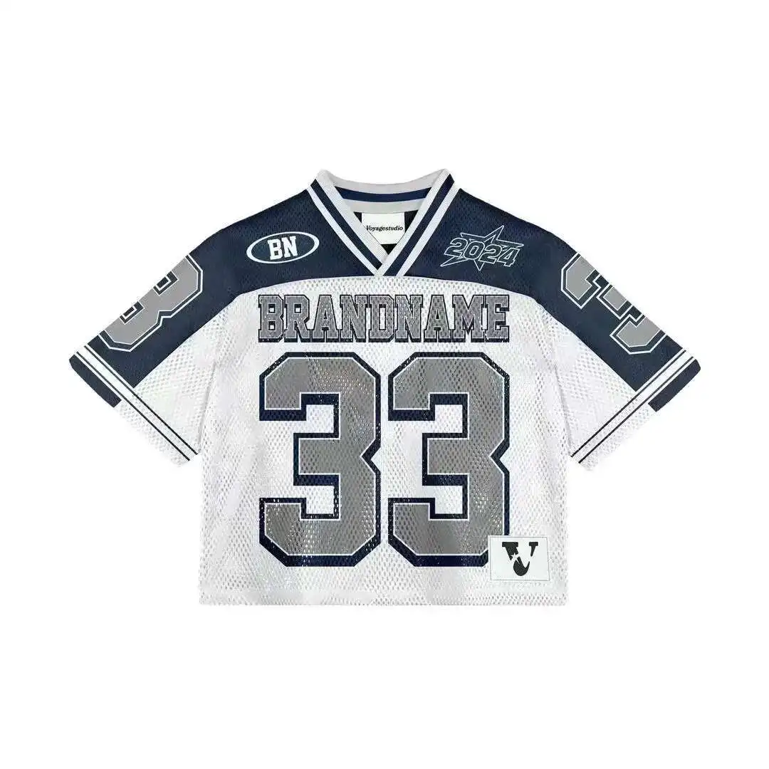 Y2K American T-shirt Harajuku Hip Hop Fashion Football Jersey Streetwear Vintage Casual Breathable Splicing Loose Short Sleeve image 3