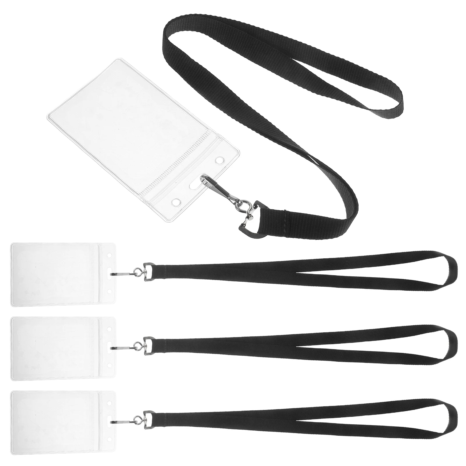 

4 Pcs Document Waterproof Clip Card Badge Holder Lanyard Sleeve Polyester for Id Badges