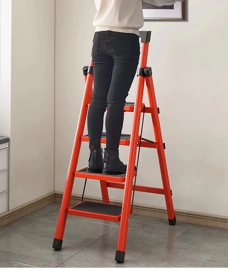 Folding Aluminum Ladder Carbon Steel Folding Ladder 3/4 Step Ladders for Home Multifunction Ladder Stairs Herringbone Ladders