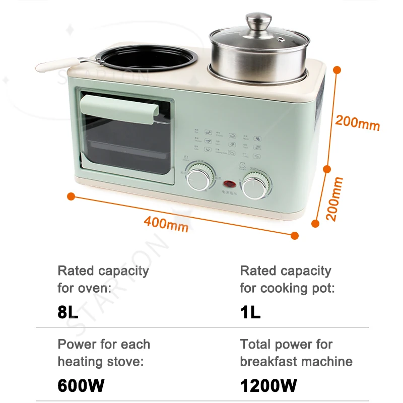Breakfast Machine Porridge Rice Cooker Soup Stew Pasta Cooking Pot Food Steamer Bread Pizza Oven Egg Omelette Frying