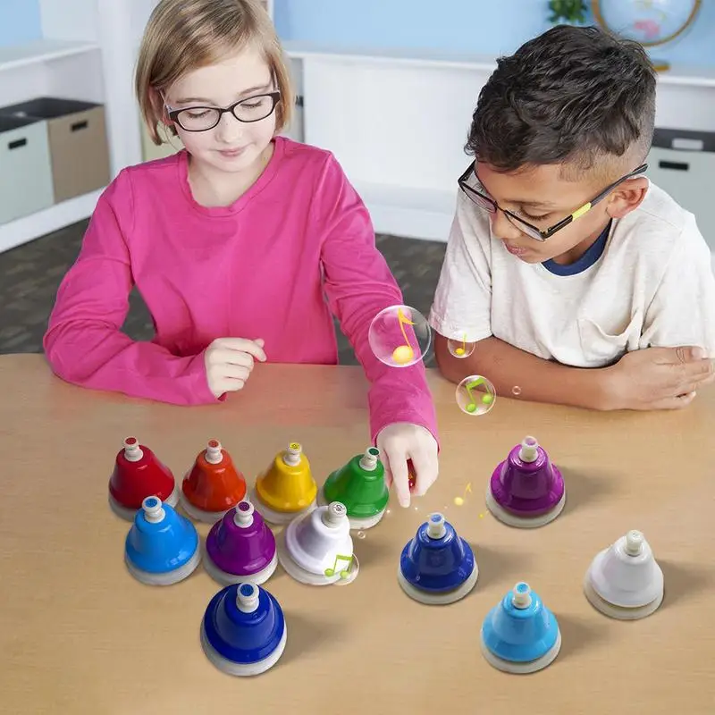 Desk Bells Music Toys 8 Notes Colorful Table Bells Exquisite Fun Diatonic Musical Learning Toy For Children's Day Thanksgiving