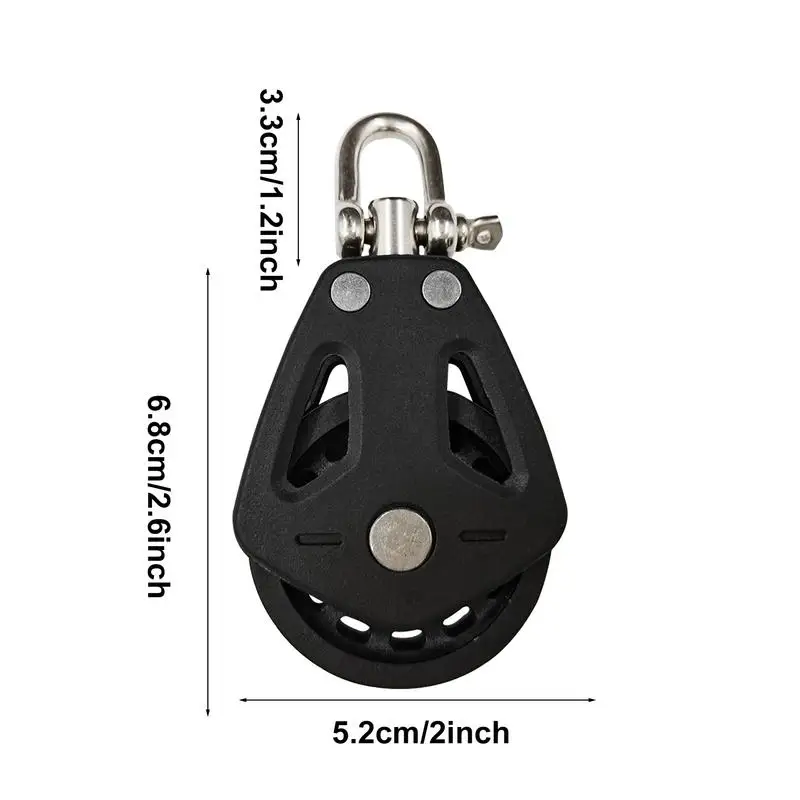 Polias para cabo, 2 peças, polia giratória de aço inoxidável, levantamento pesado, bloco de rolamento único, rotação silenciosa, roda de tração para