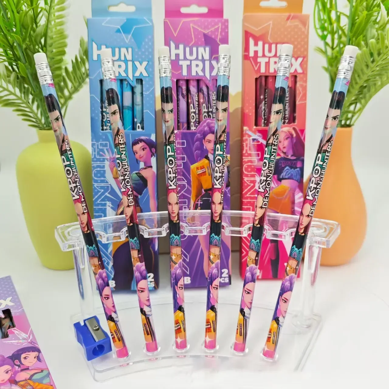 Cute Cartoon K-pop Pencils 12PCS, HB Pencils with Eraser for Kids Students Stationery