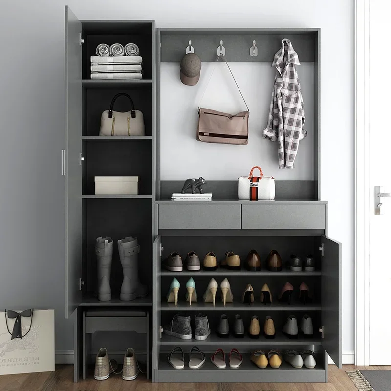 

# Modern Furniture Space Saver Wooden Shoe Wall Mirror Storage Rack Cabinet With Seat