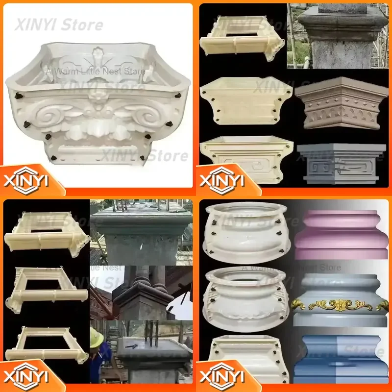 Durable Head ABS Roman Column Plastic and Foot Cement Mold European Square Concrete Pedestal for Roof Support for Villa Gate