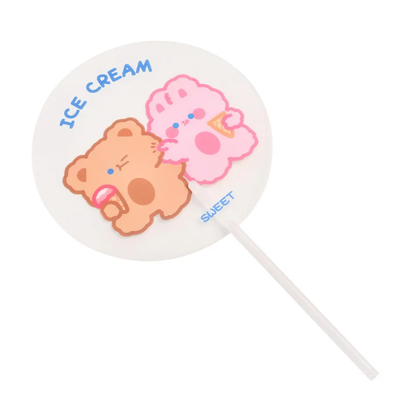 Hand Held Fan Plastic Transparent Cartoon Print Fan Lightweight(Color Randomly) Dailylife Colorful Portable Summer Gass