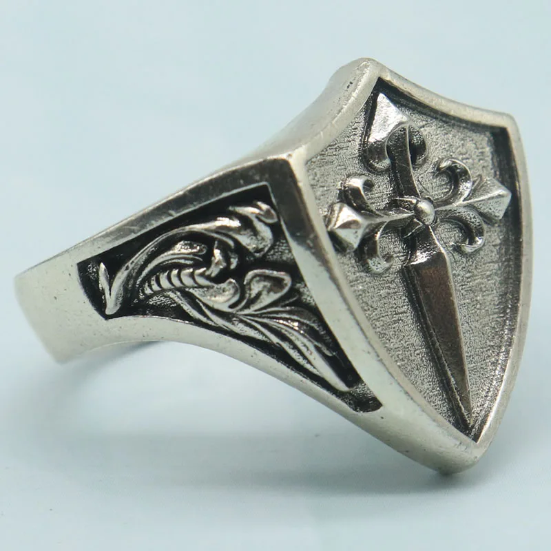 Buy 3 Get 1 Free 26x25mm 12g Highly Recommend Cross and Holy Medal Guardian Art Relief Silver Rings Many Sizes SheCrown